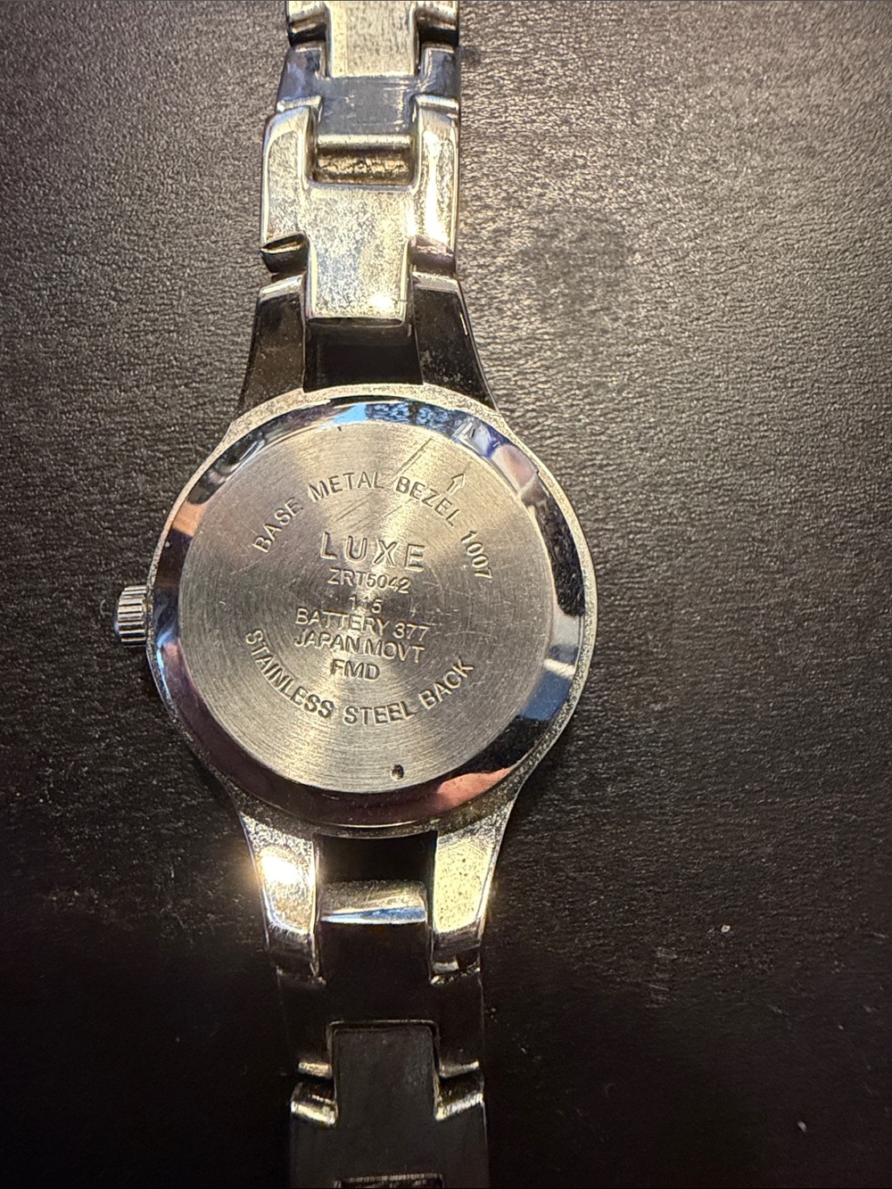 Luxe Silver Bracelet Watch with Black Dial and Crystal Accents - Picture 4 of 4
